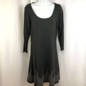 R&K Womens Medium Fit & Flare Sweater Dress Grey M Long Sleeve